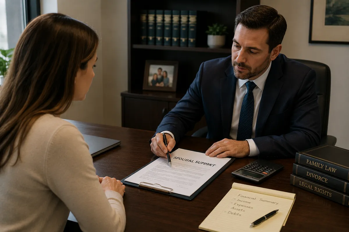 An attorney explaining spousal support to a client
